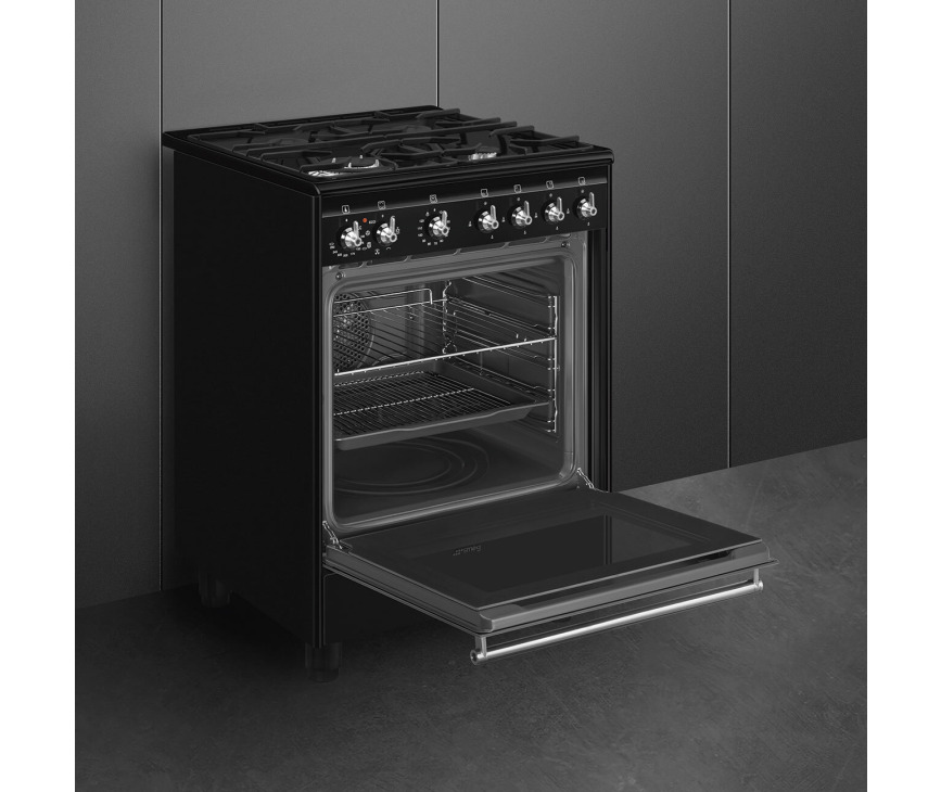 Smeg CX61GMBLNLK gas fornuis - 60 cm - zwart