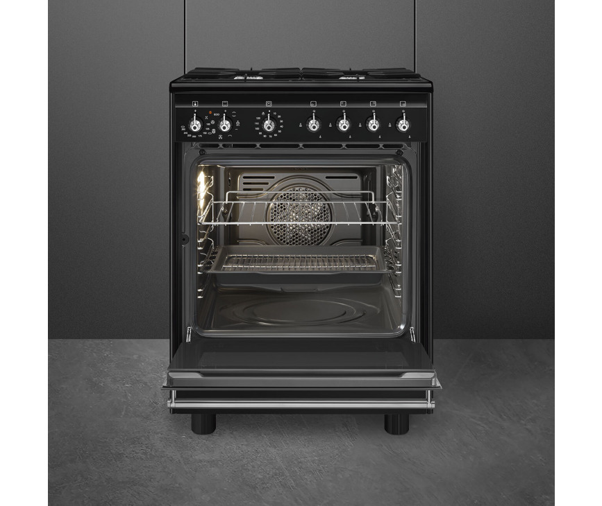 Smeg CX61GMBLNLK gas fornuis - 60 cm - zwart