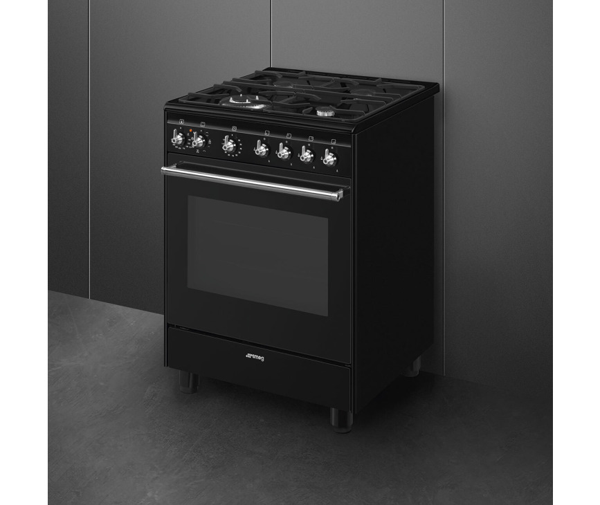 Smeg CX61GMBLNLK gas fornuis - 60 cm - zwart