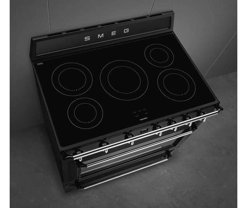 Smeg TR90IBL2 inductie fornuis - zwart