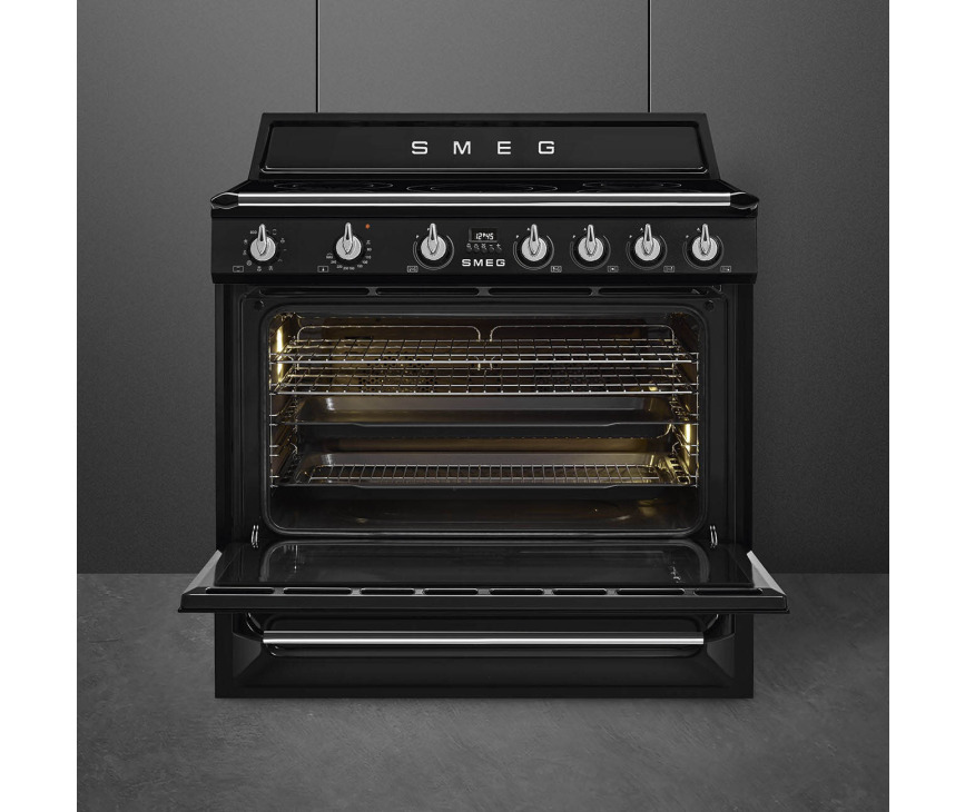 Smeg TR90IBL2 inductie fornuis - zwart