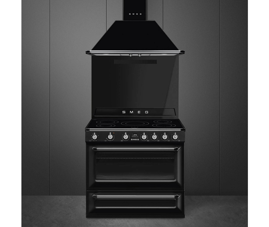 Smeg TR90IBL2 inductie fornuis - zwart