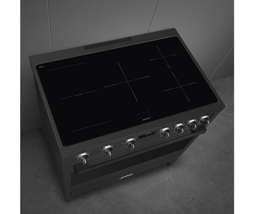 Smeg B95IMAN9 inductie fornuis - volledig antraciet
