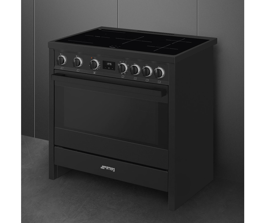 Smeg B95IMAN9 inductie fornuis - volledig antraciet