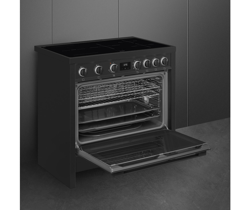 Smeg B95IMAN9 inductie fornuis - volledig antraciet