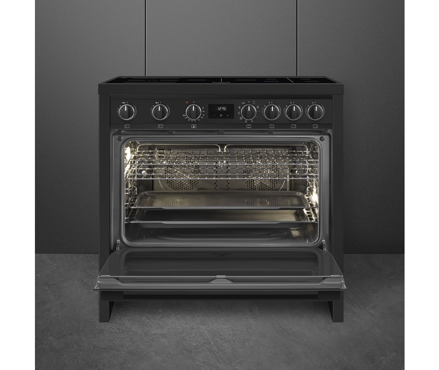 Smeg B95IMAN9 inductie fornuis - volledig antraciet
