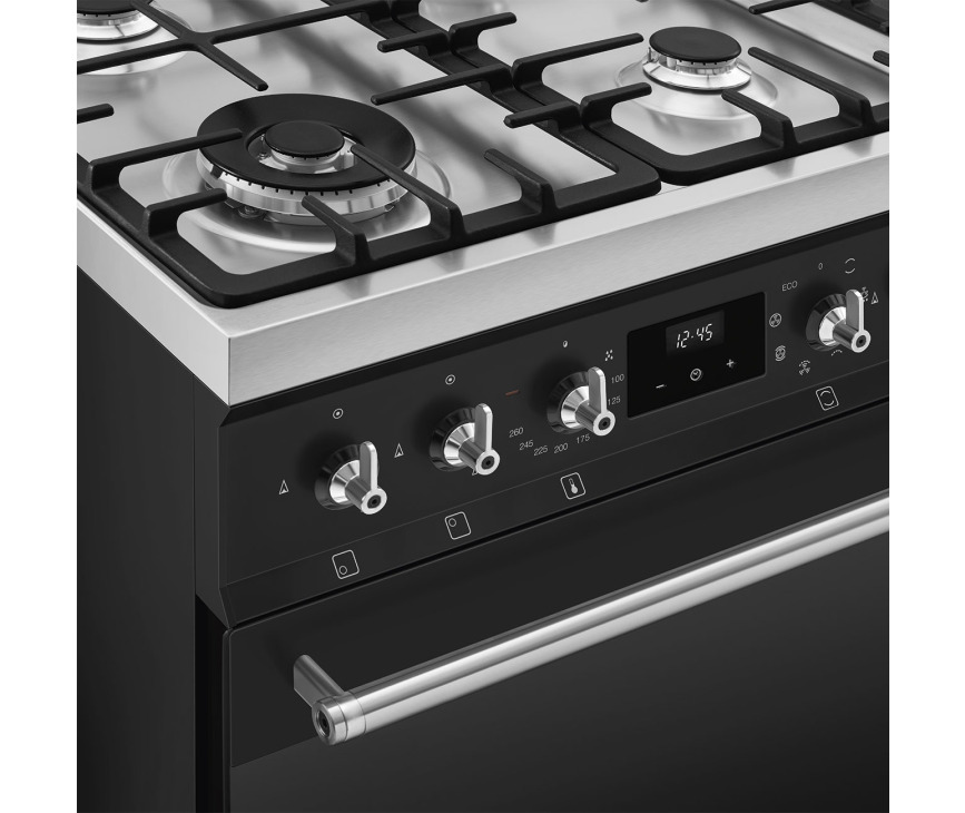 Smeg C6GMMBNLK2 gas fornuis - matzwart - 60 cm.