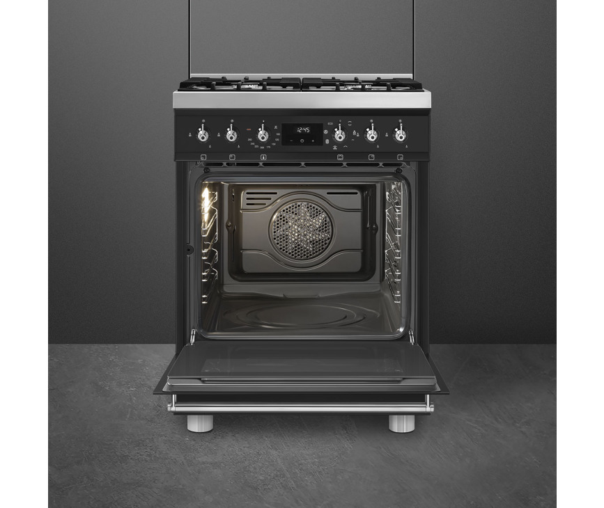 Smeg C6GMMBNLK2 gas fornuis - matzwart - 60 cm.