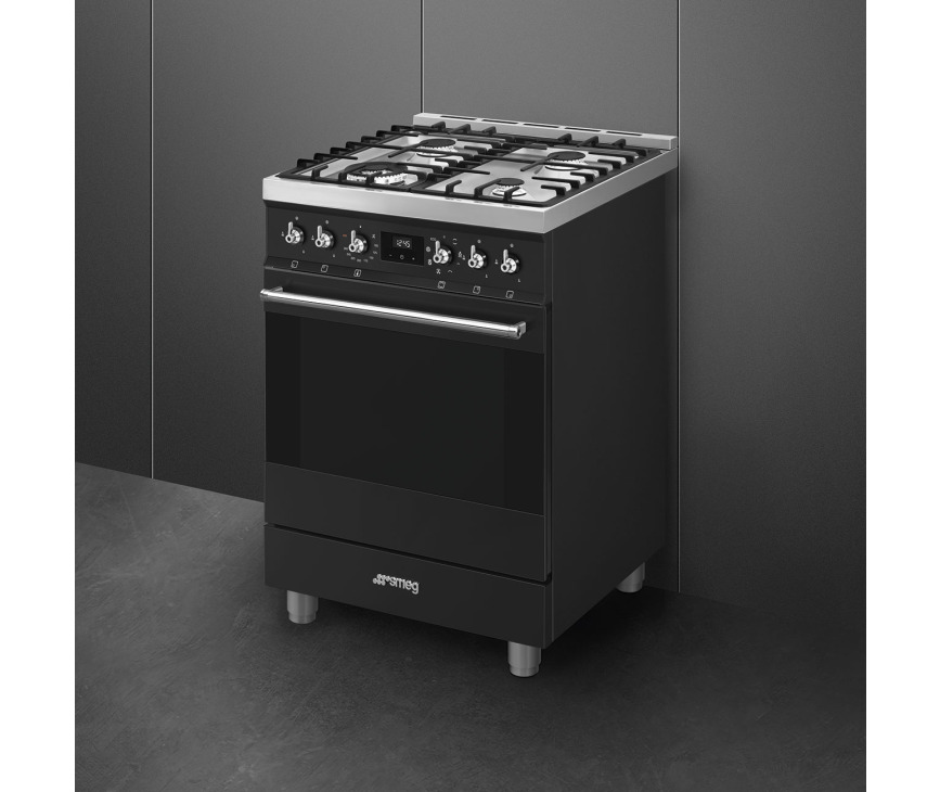 Smeg C6GMMBNLK2 gas fornuis - matzwart - 60 cm.