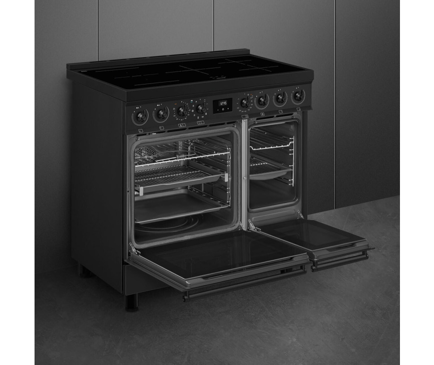 Smeg C92IPN2 inductie fornuis - mat zwart - dubbele oven