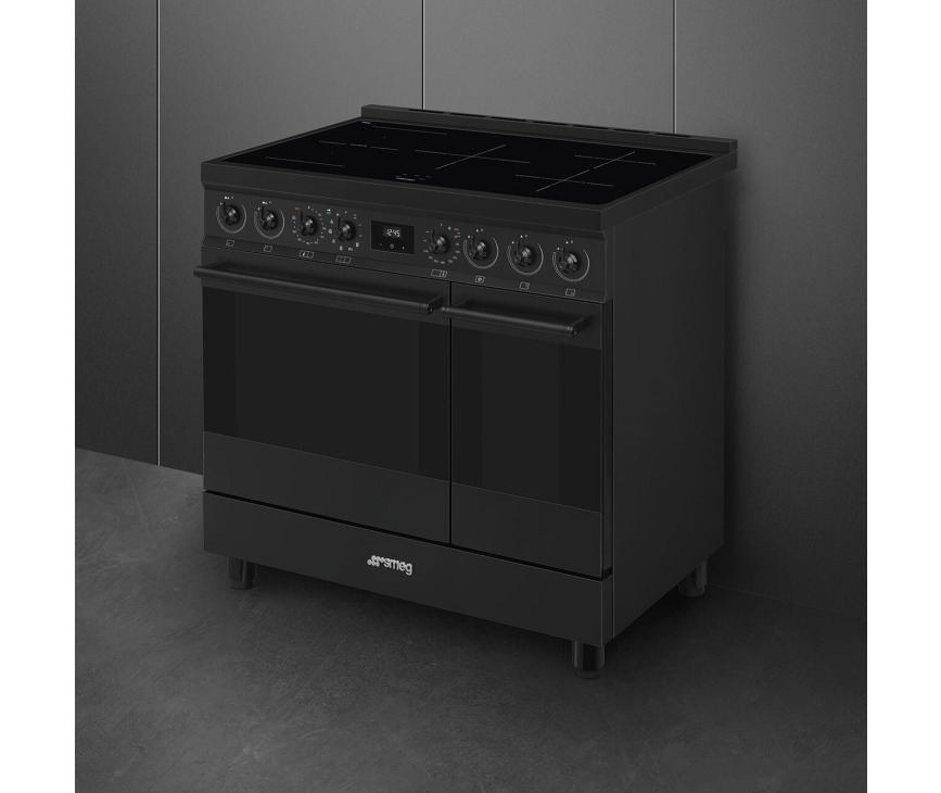 Smeg C92IPN2 inductie fornuis - mat zwart - dubbele oven