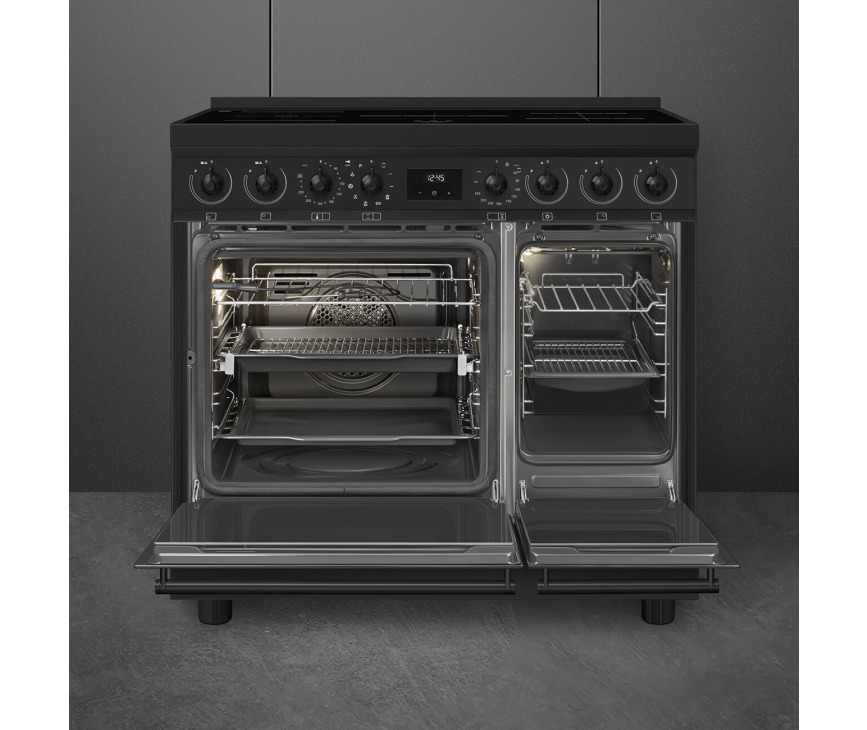 Smeg C92IPN2 inductie fornuis - mat zwart - dubbele oven