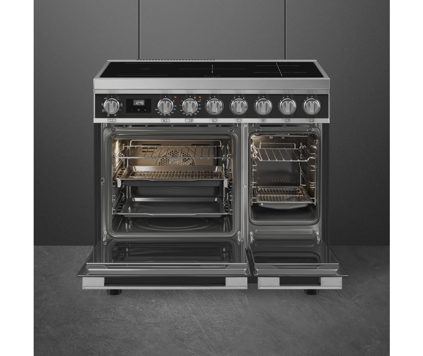 Smeg CPF92IMA inductie fornuis - antraciet - dubbele oven - Portofino