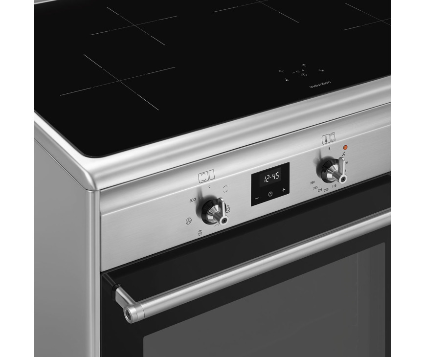 Smeg CX92IM inductie fornuis met dubbele oven - 90 cm. - rvs