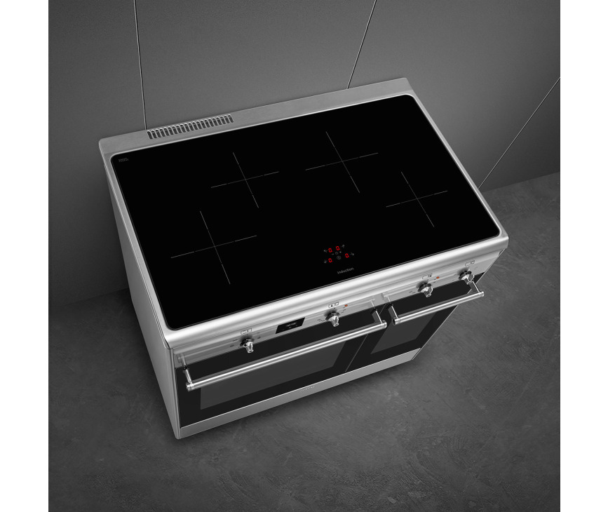 Smeg CX92IM inductie fornuis met dubbele oven - 90 cm. - rvs