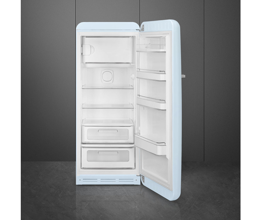 Het interieur van de Smeg FAB28RPB5 koelkast blauw - rechtsdraaiend