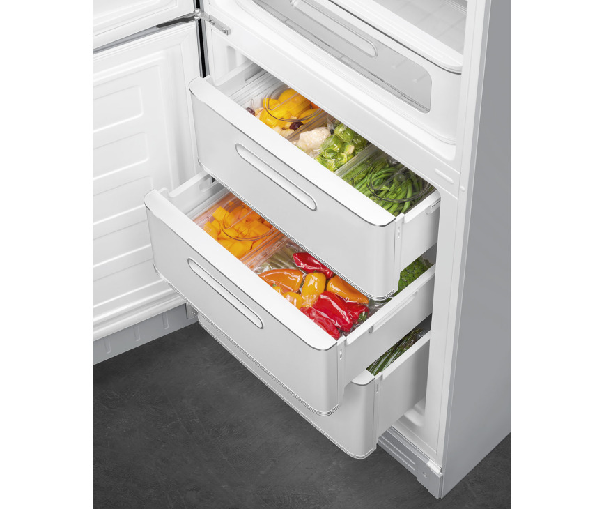 Smeg FAB32LSV5 retro jaren 50 koelkast zilver - linksdraaiend