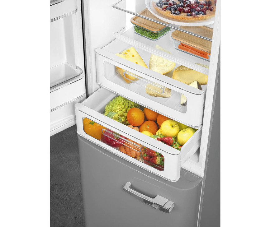 Smeg FAB32LSV5 retro jaren 50 koelkast zilver - linksdraaiend