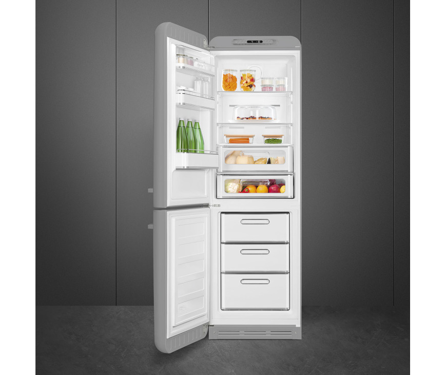 Smeg FAB32LSV5 retro jaren 50 koelkast zilver - linksdraaiend