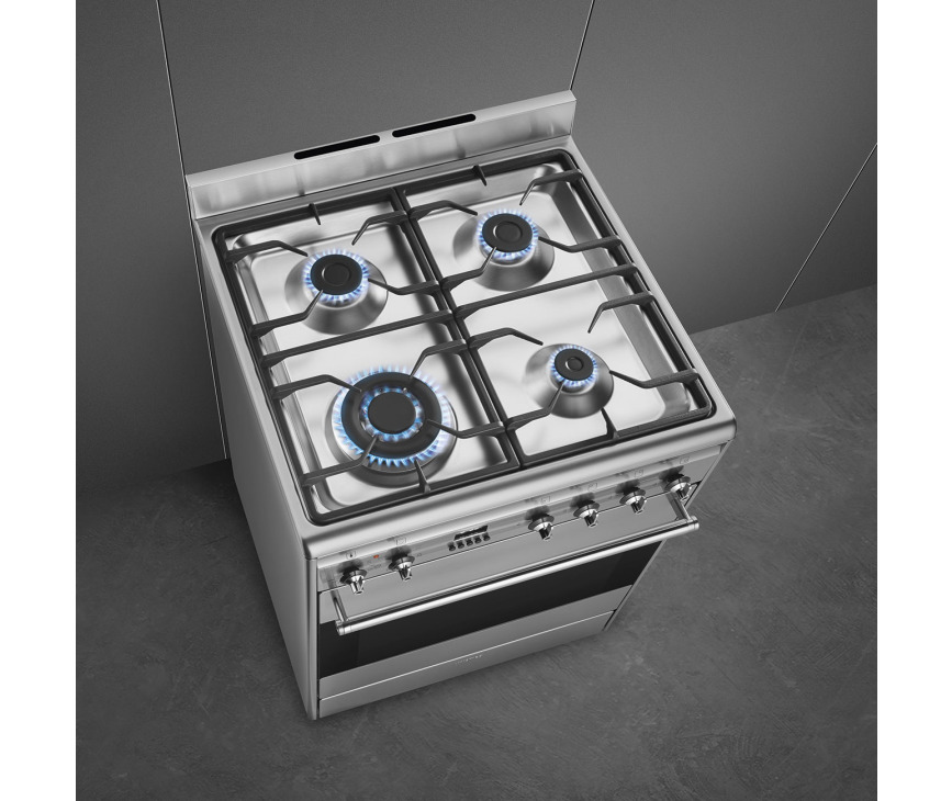 Smeg SNLK61MX9 gas fornuis - roestvrijstaal - 60 cm. breed