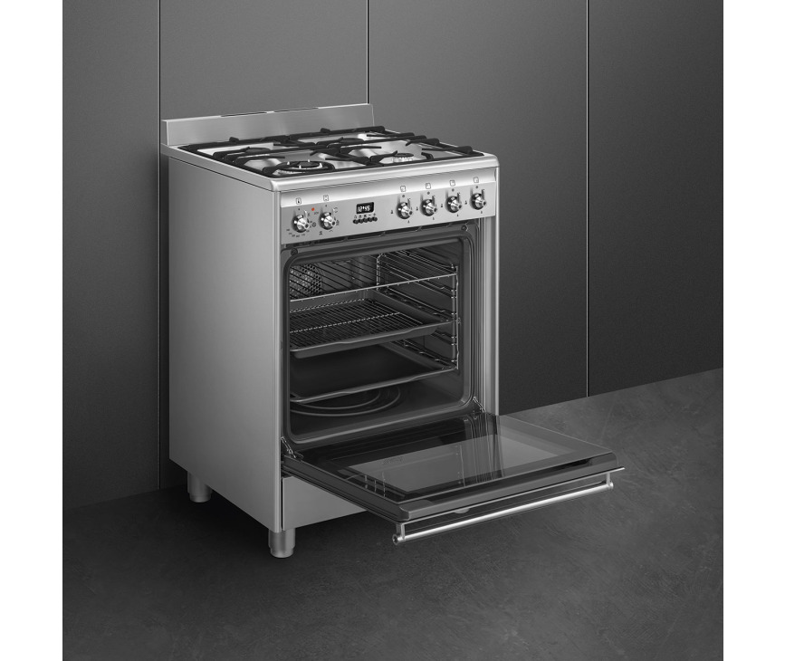 Smeg SNLK61MX9 gas fornuis - roestvrijstaal - 60 cm. breed
