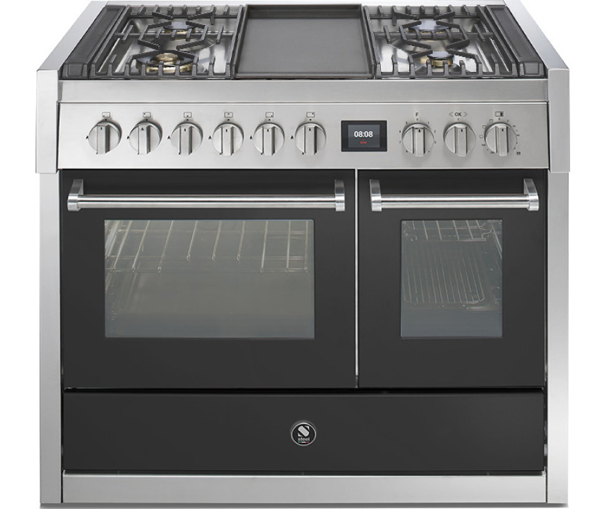 Steel GQ10SF-4T fornuis met combi-stoomoven en frytop - 100 cm breed