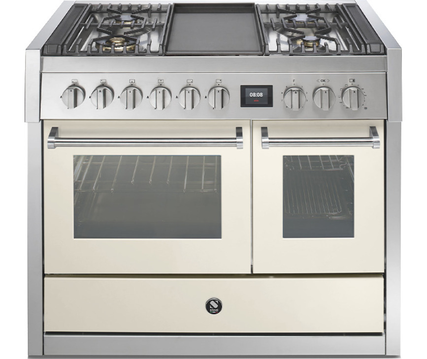 Steel GQ10SF-4T fornuis met combi-stoomoven en frytop - 100 cm breed