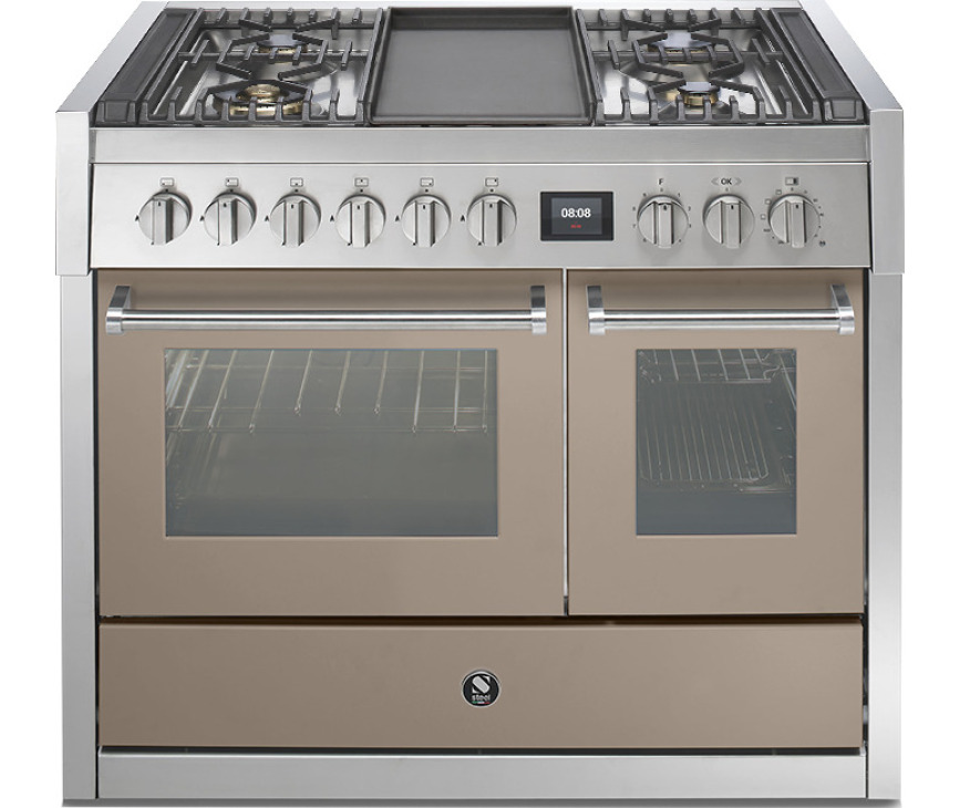 Steel GQ10SF-4T fornuis met combi-stoomoven en frytop - 100 cm breed