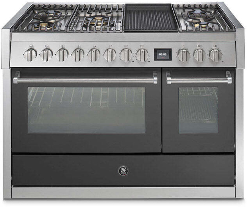 Steel GQ12SF-4BM rvs fornuis met combi-stoomoven - 120 cm breed