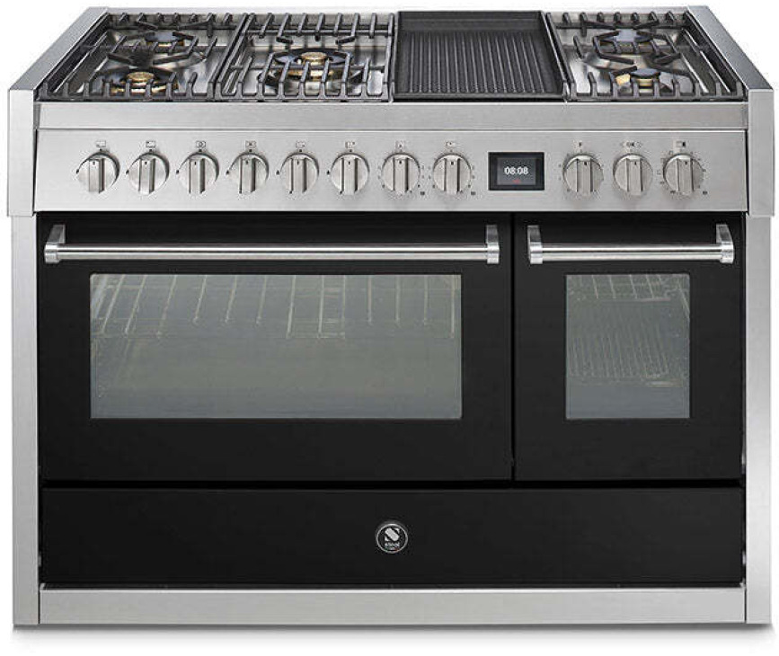 Steel GQ12SF-4BM rvs fornuis met combi-stoomoven - 120 cm breed