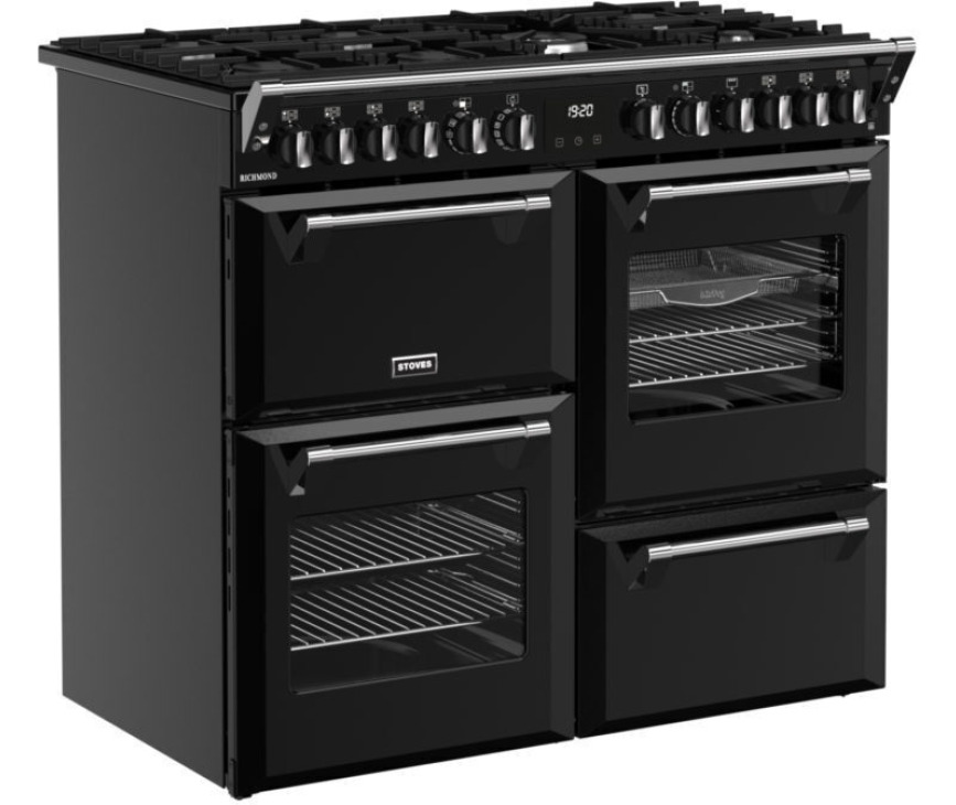Stoves Richmond 100 DF gas fornuis - zwart - 100 cm. breed