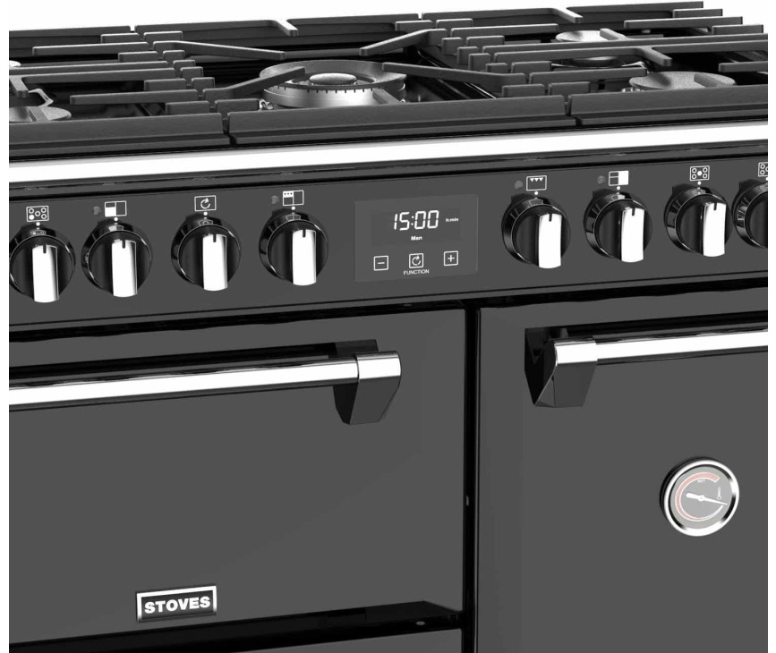 Stoves Richmond S900 DF Zwart - gas fornuis - 90 cm. breed