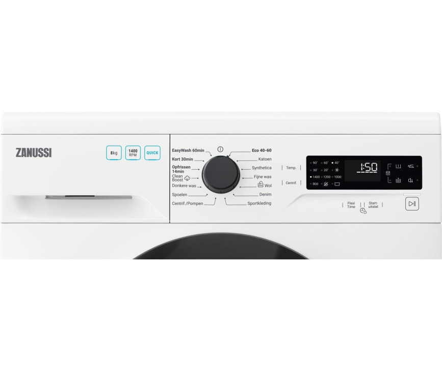Zanussi PISA wasmachine met 1400 toeren en 8 kg.