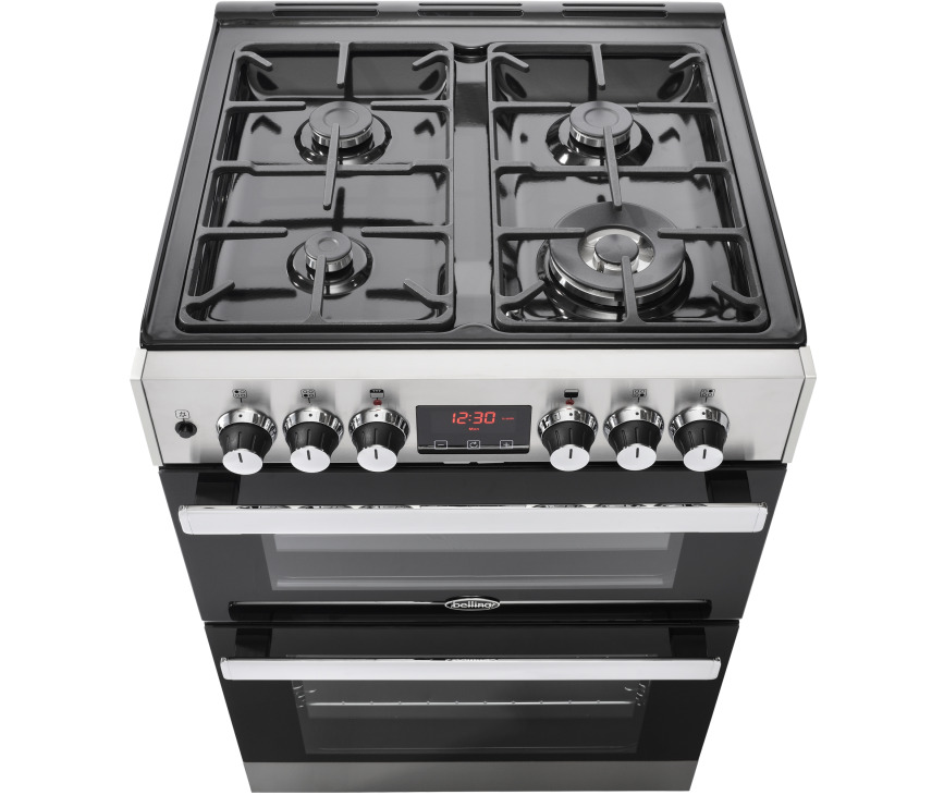 Belling Cookcentre 60 DF EU RVS gas fornuis - 60 cm. breed - dubbele oven