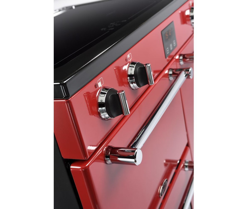 Belling Kensington 90 Ei Red inductie foraBelling KENSINGTON 90 EI RED inductie fornuis - kleur rood - 3 ovensnuis