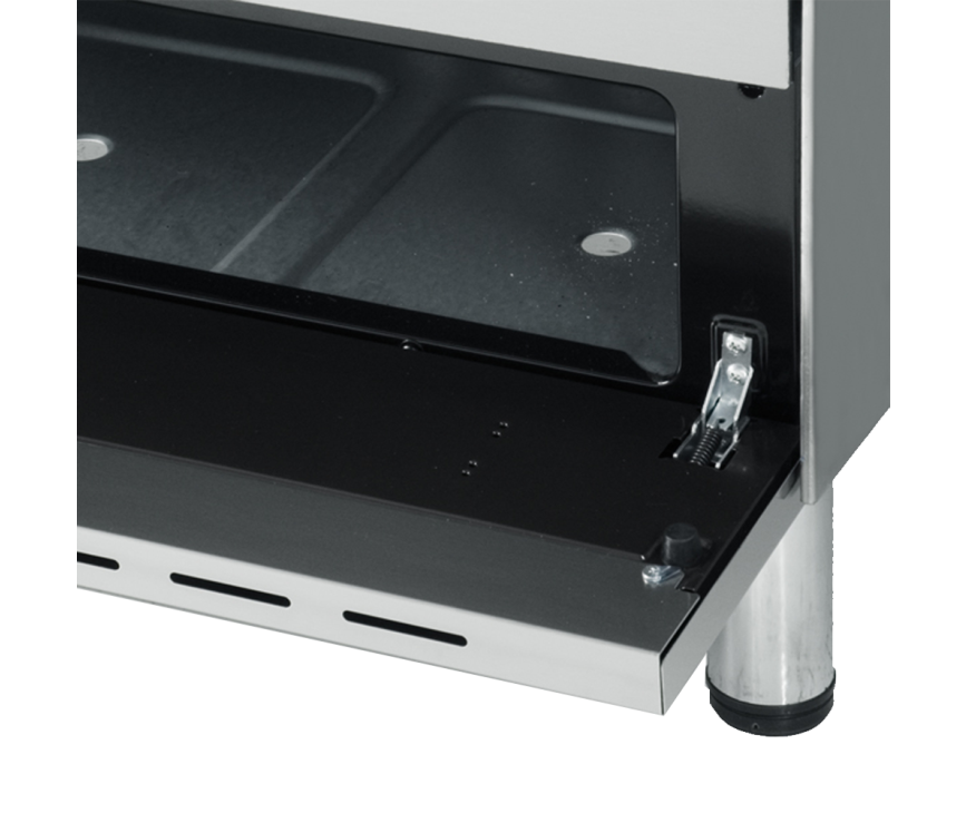 De Boretti CFBG901OW/2 beschikt over handige opbergruimte onder de oven toegankelijk door een lade