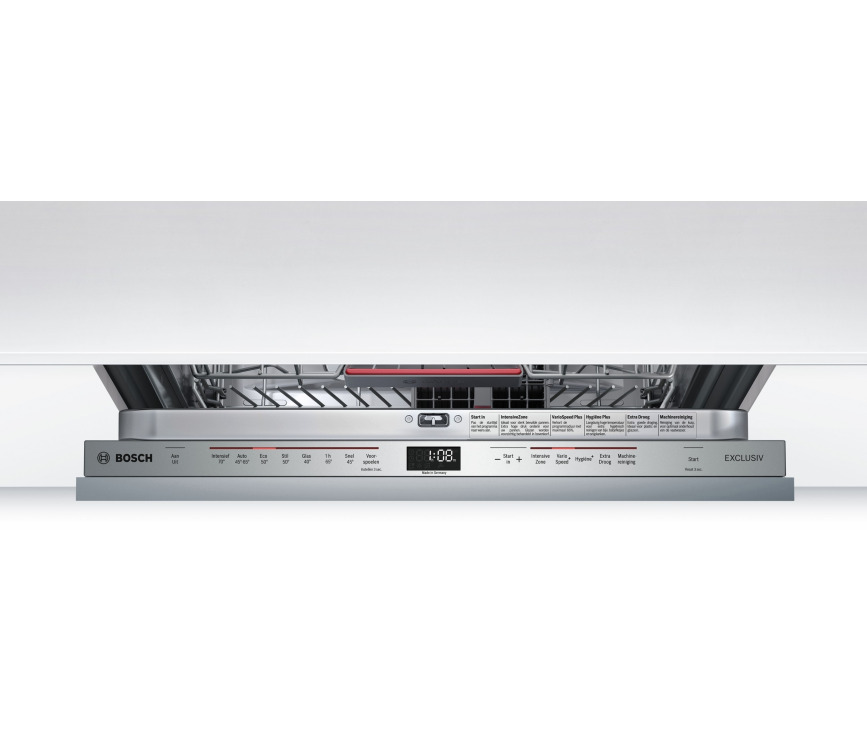 Het bedieningspaneel van de Bosch SMV68IX01N bevindt zich bovenop de deur en is eenvoudig in te regelen