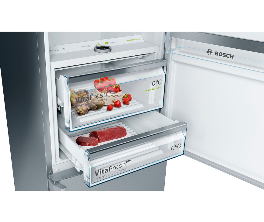 Bosch KGF39PI45 rvs koelkast - 203 cm. hoog