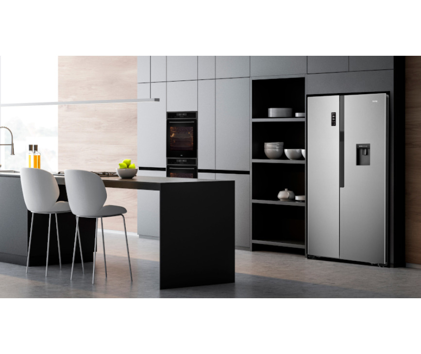 Etna AKV378WZIL zilver side-by-side koelkast