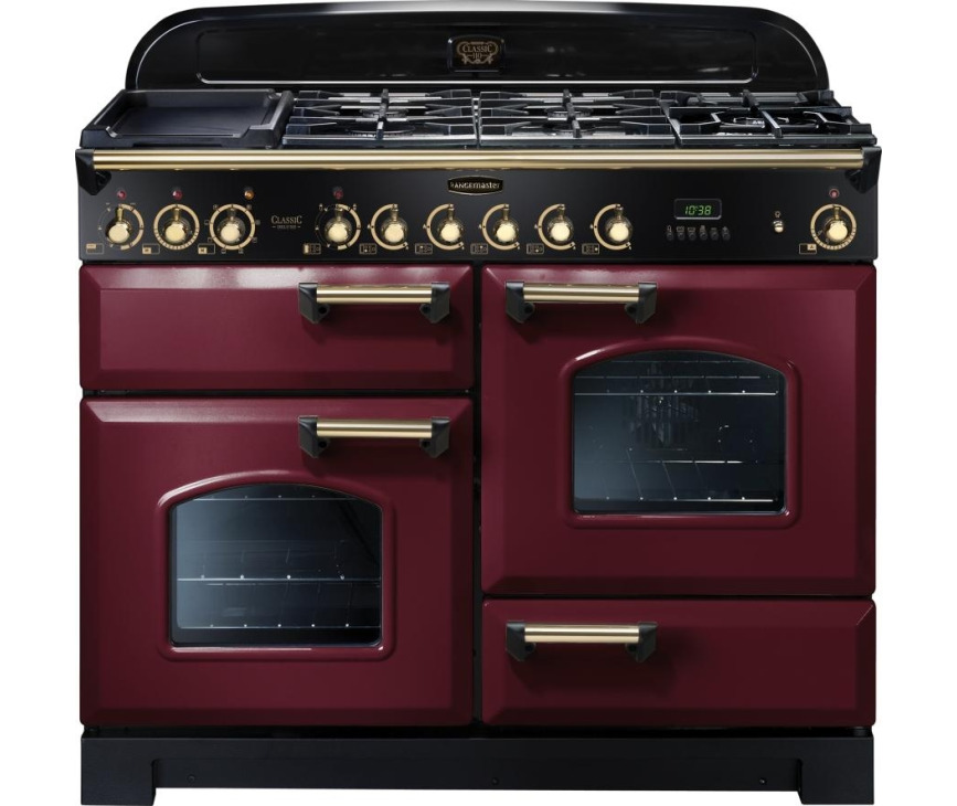 FALCON Classic Deluxe 110 gas elektro fornuis in de kleur Cranberry met messing design