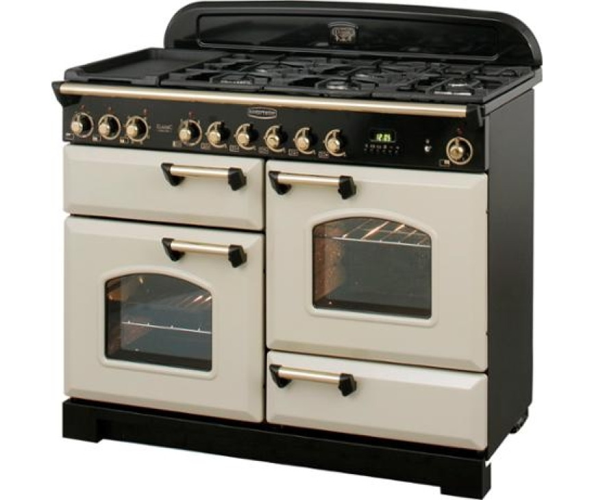 FALCON Classic Deluxe 110 gas elektro fornuis in de kleur creme met messing design