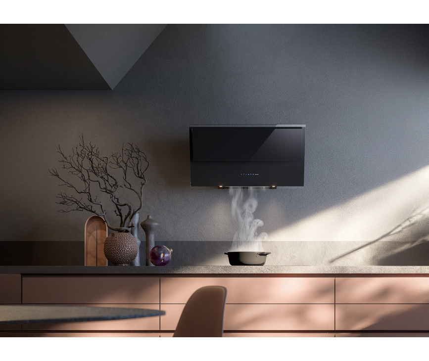 Falmec VERSO85BL wand afzuigkap - zwart glas - 85 cm breed