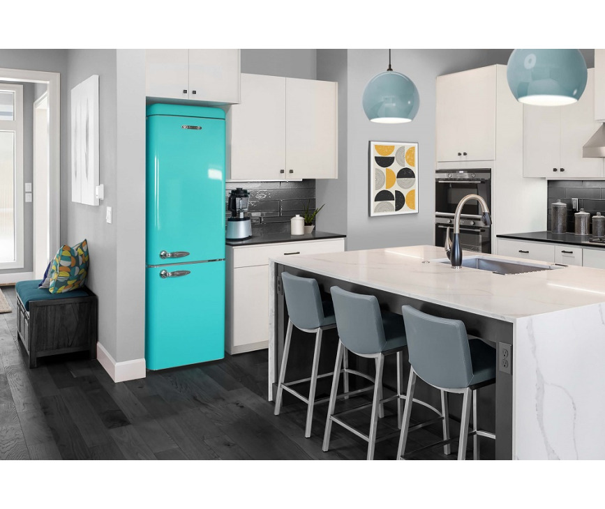 	 Schneider SCCB250ACA retro jaren 50 koelkast - blauw