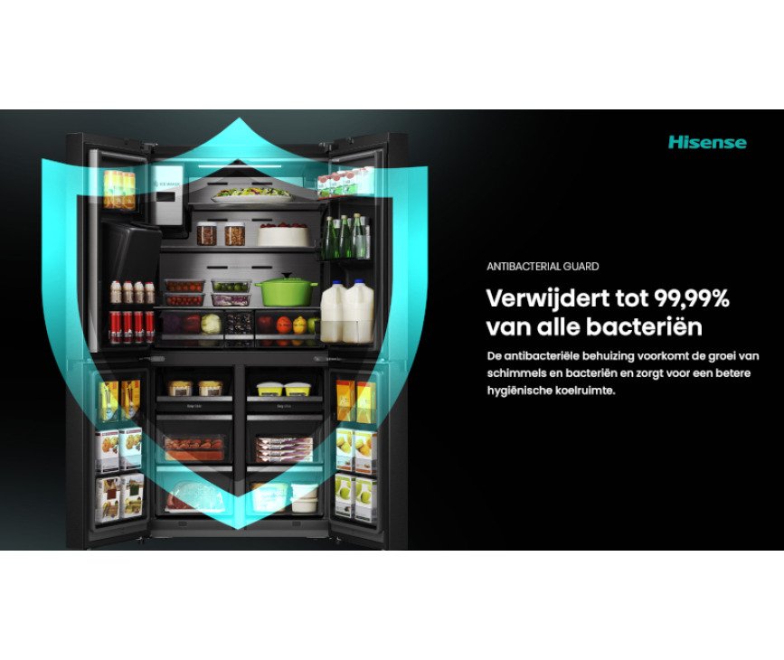 Hisense RQ760N4IFE blacksteel side-by-side koelkast