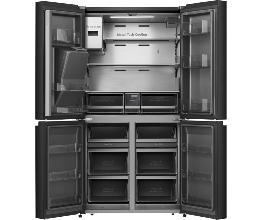 Hisense RQ760N4IFE blacksteel side-by-side koelkast