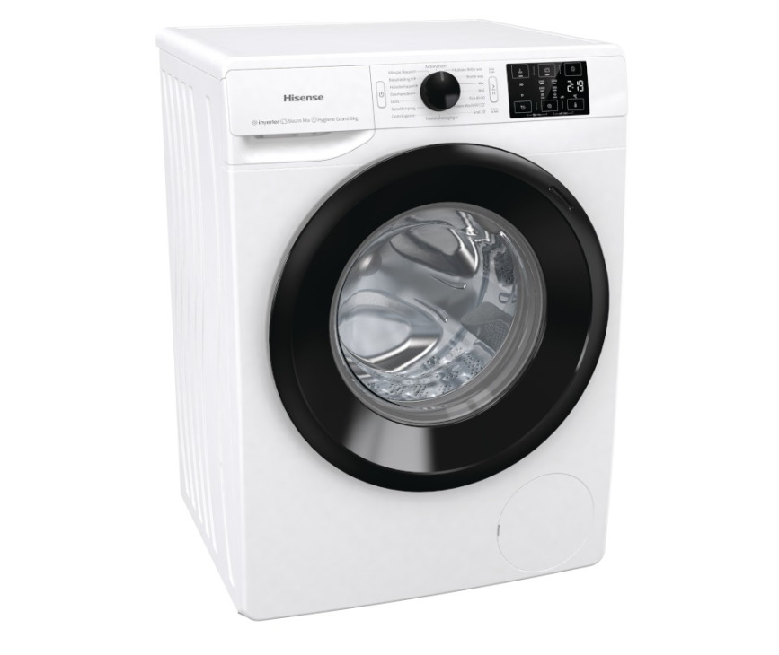 Hisense WFGE801439VMQ wasmachine met 1400 toeren en 8 kg.