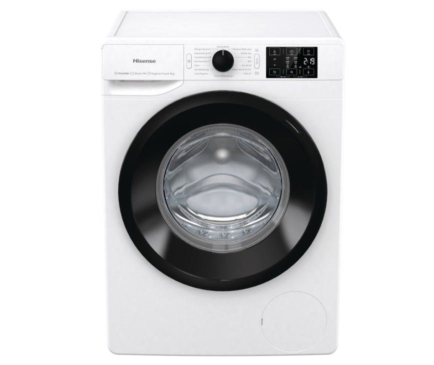 Hisense WFGE801439VMQ wasmachine met 1400 toeren en 8 kg.