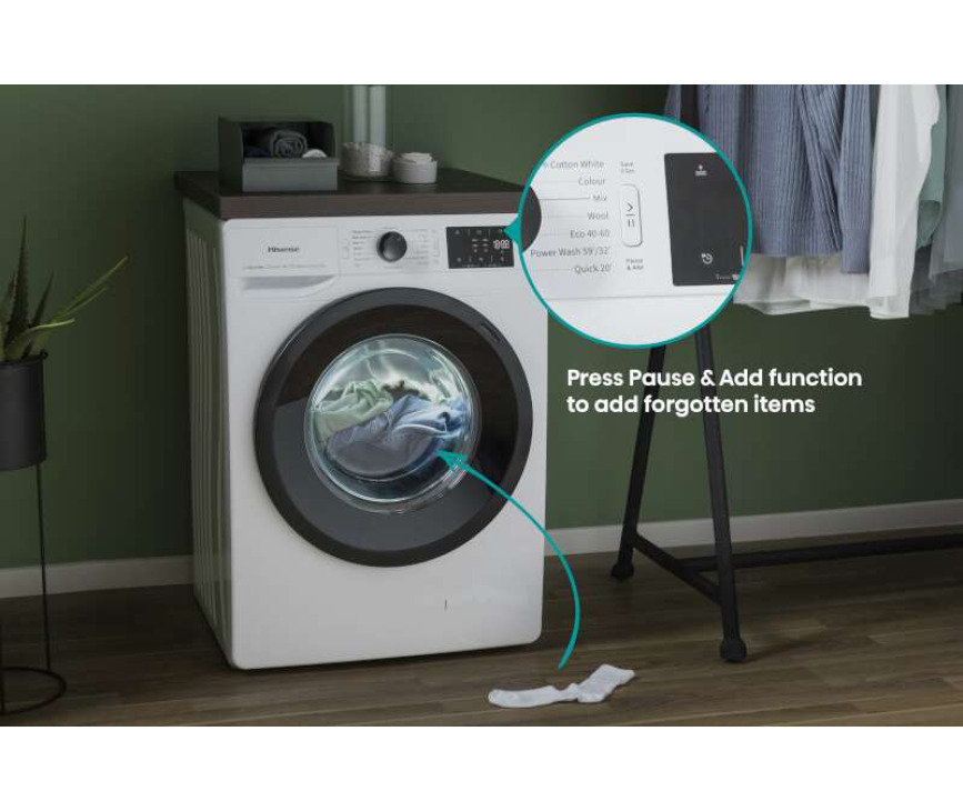 Hisense WFGE801439VMQ wasmachine met 1400 toeren en 8 kg.