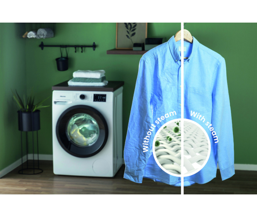Hisense WFGE801439VMQ wasmachine met 1400 toeren en 8 kg.