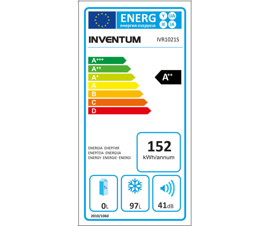 Deze Inventum vriezer heeft een zuinig energieklasse A++ label.